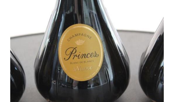 3 flessen à 75cl champagne Princes De Venoge, Blanc de Blanc